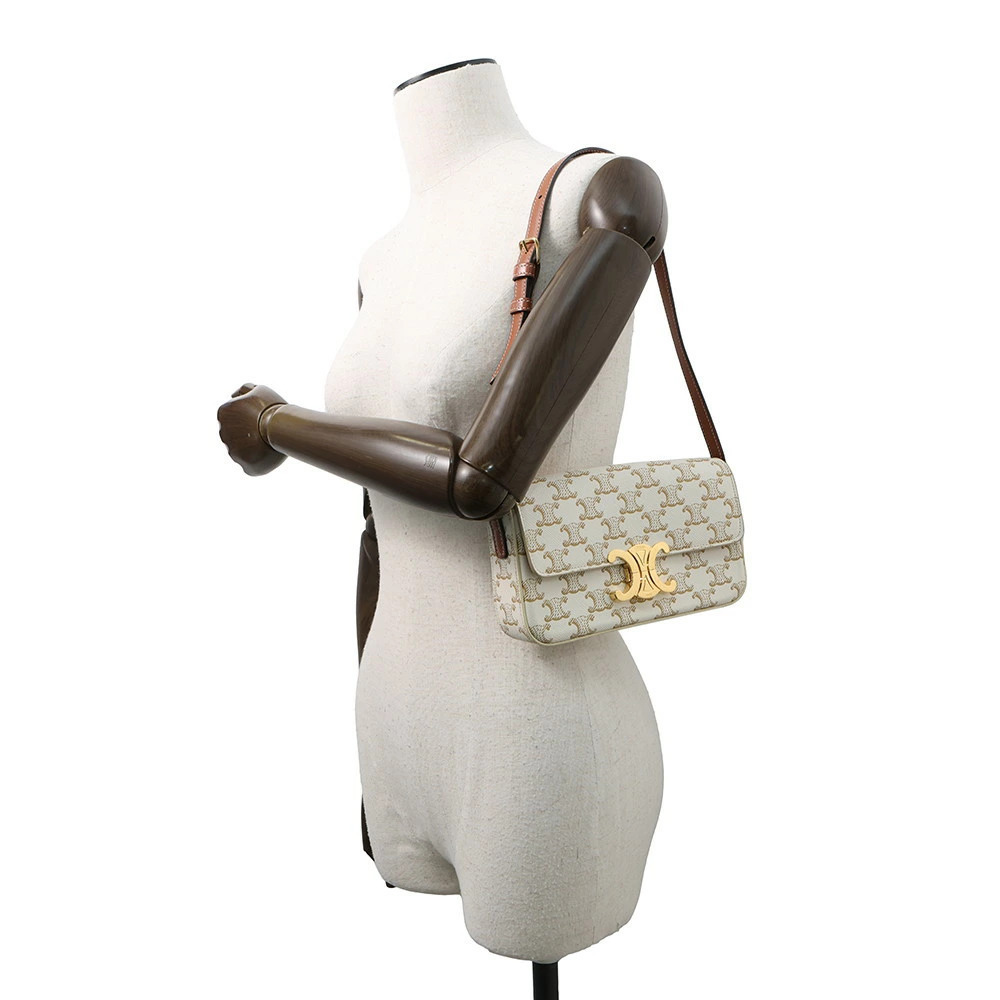 Celine Triomphe Claude Shoulder Bag Hobo White - Picture 4 of 12